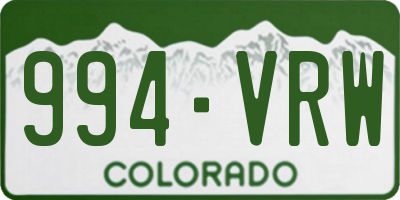 CO license plate 994VRW