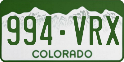 CO license plate 994VRX