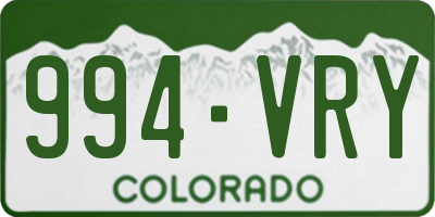 CO license plate 994VRY