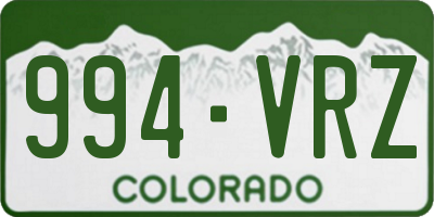 CO license plate 994VRZ