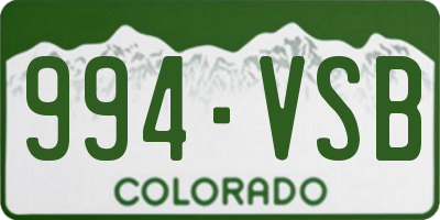 CO license plate 994VSB