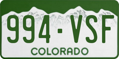 CO license plate 994VSF