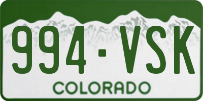 CO license plate 994VSK