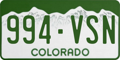 CO license plate 994VSN
