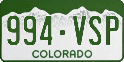 CO license plate 994VSP