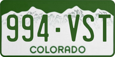 CO license plate 994VST