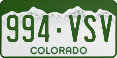 CO license plate 994VSV