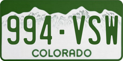 CO license plate 994VSW