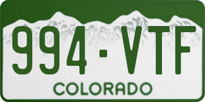 CO license plate 994VTF