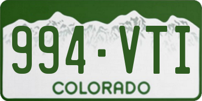 CO license plate 994VTI