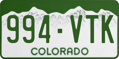 CO license plate 994VTK