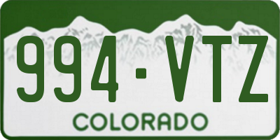 CO license plate 994VTZ