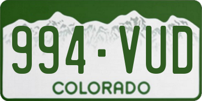 CO license plate 994VUD