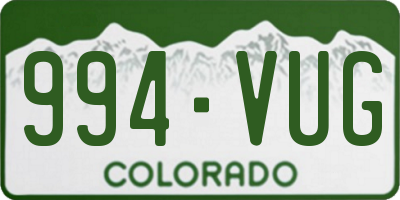 CO license plate 994VUG