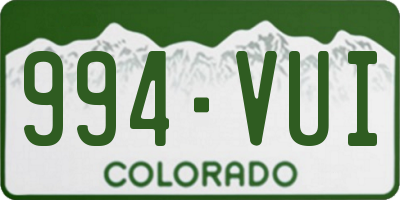 CO license plate 994VUI