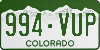 CO license plate 994VUP