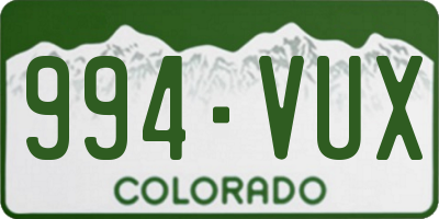 CO license plate 994VUX