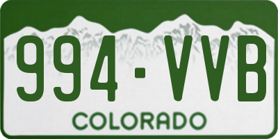 CO license plate 994VVB
