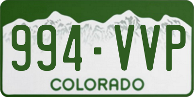 CO license plate 994VVP