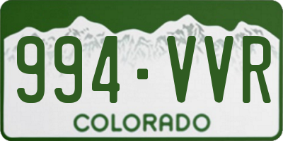 CO license plate 994VVR