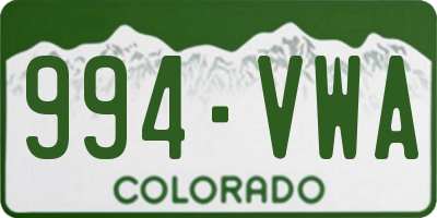 CO license plate 994VWA