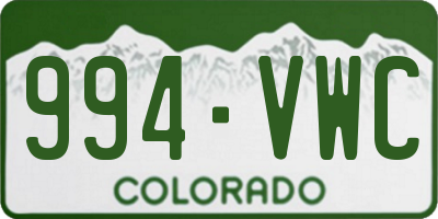 CO license plate 994VWC