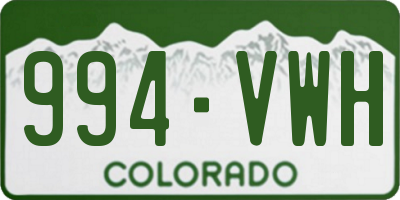 CO license plate 994VWH