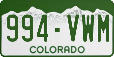 CO license plate 994VWM