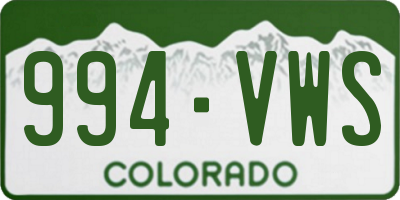 CO license plate 994VWS