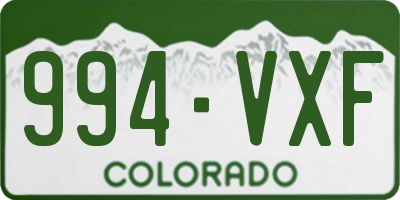 CO license plate 994VXF