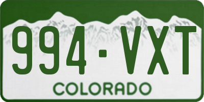 CO license plate 994VXT