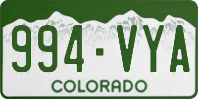 CO license plate 994VYA
