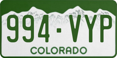 CO license plate 994VYP