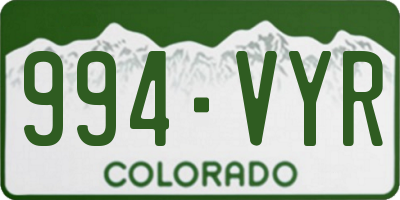 CO license plate 994VYR