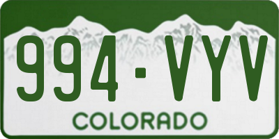 CO license plate 994VYV
