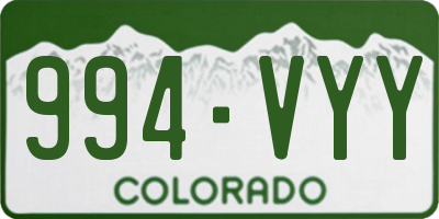 CO license plate 994VYY