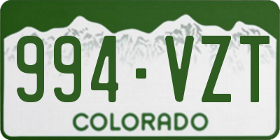 CO license plate 994VZT