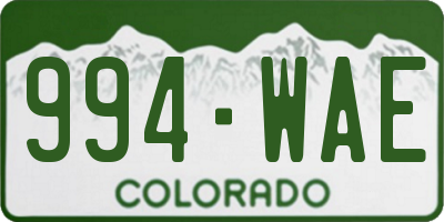 CO license plate 994WAE