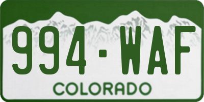 CO license plate 994WAF
