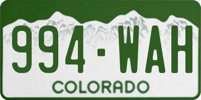 CO license plate 994WAH