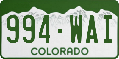 CO license plate 994WAI