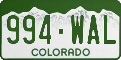 CO license plate 994WAL