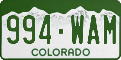 CO license plate 994WAM
