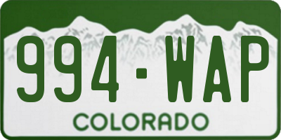 CO license plate 994WAP