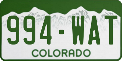 CO license plate 994WAT