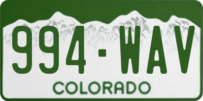 CO license plate 994WAV