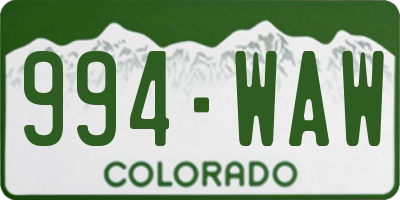 CO license plate 994WAW