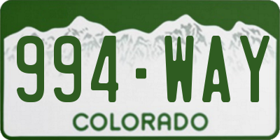 CO license plate 994WAY