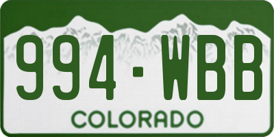 CO license plate 994WBB