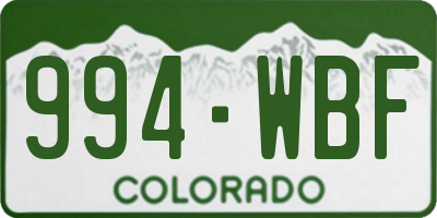 CO license plate 994WBF